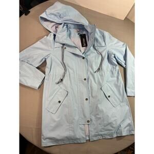 NWT SoTeer Light Blue Hooded Rain Jacket Women’s M Utility Coat
